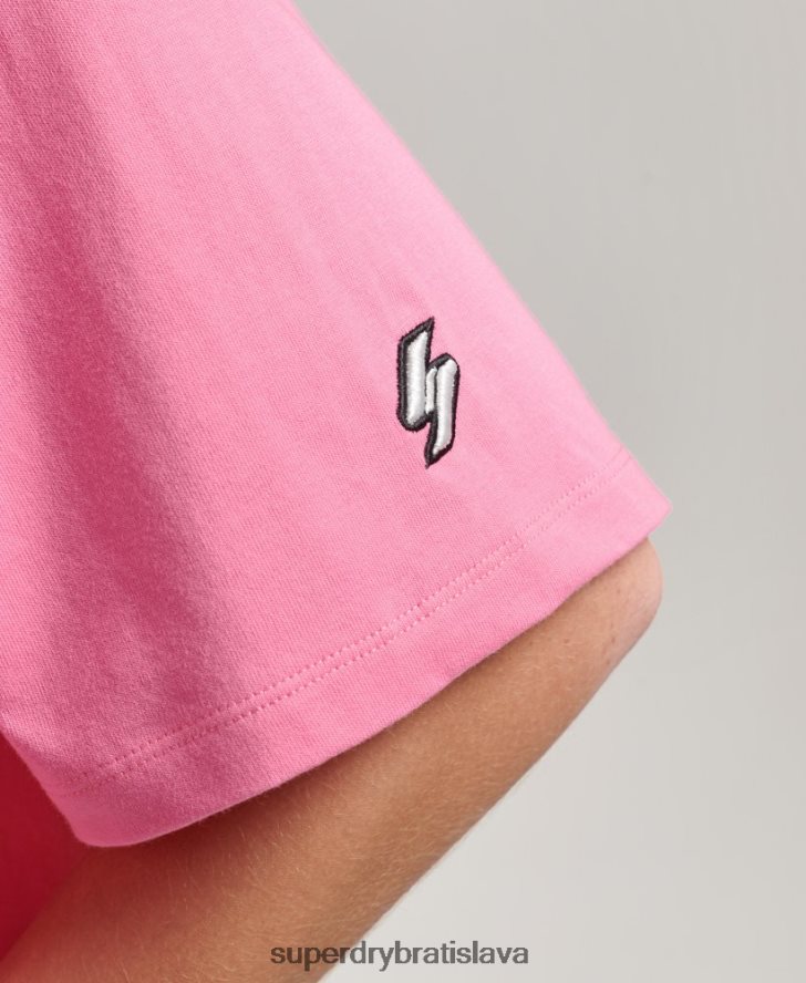Superdry ženy vyšívané mikro logo boxy tričko 6B4ZTR6227 oblečenie Ružová