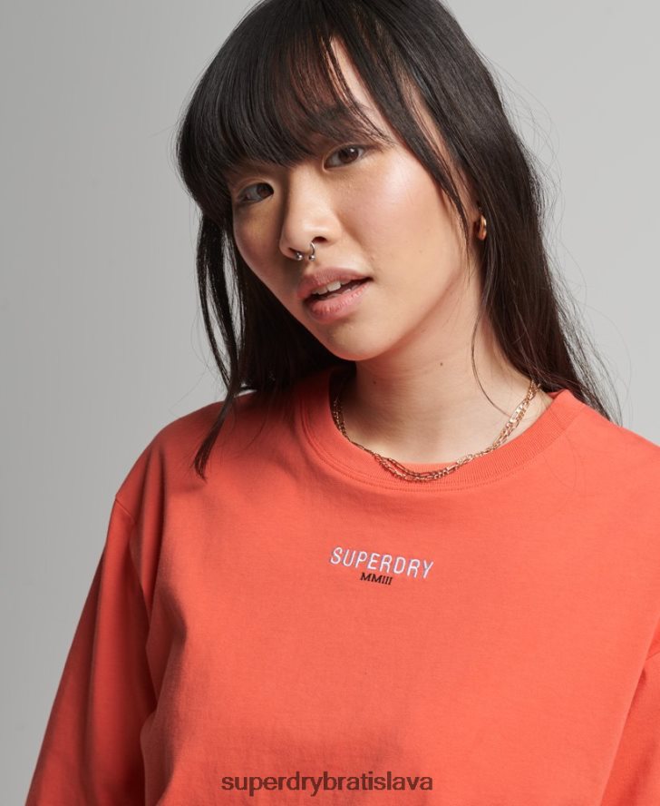 Superdry ženy vyšívané mikro logo boxy tričko 6B4ZTR6264 oblečenie koralový