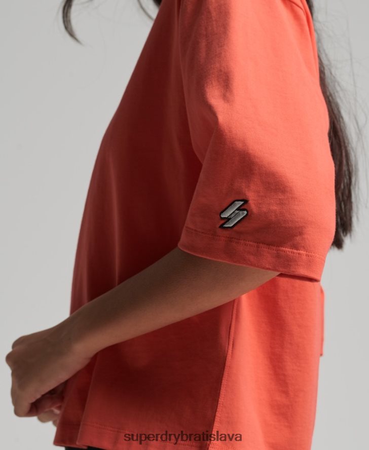 Superdry ženy vyšívané mikro logo boxy tričko 6B4ZTR6264 oblečenie koralový