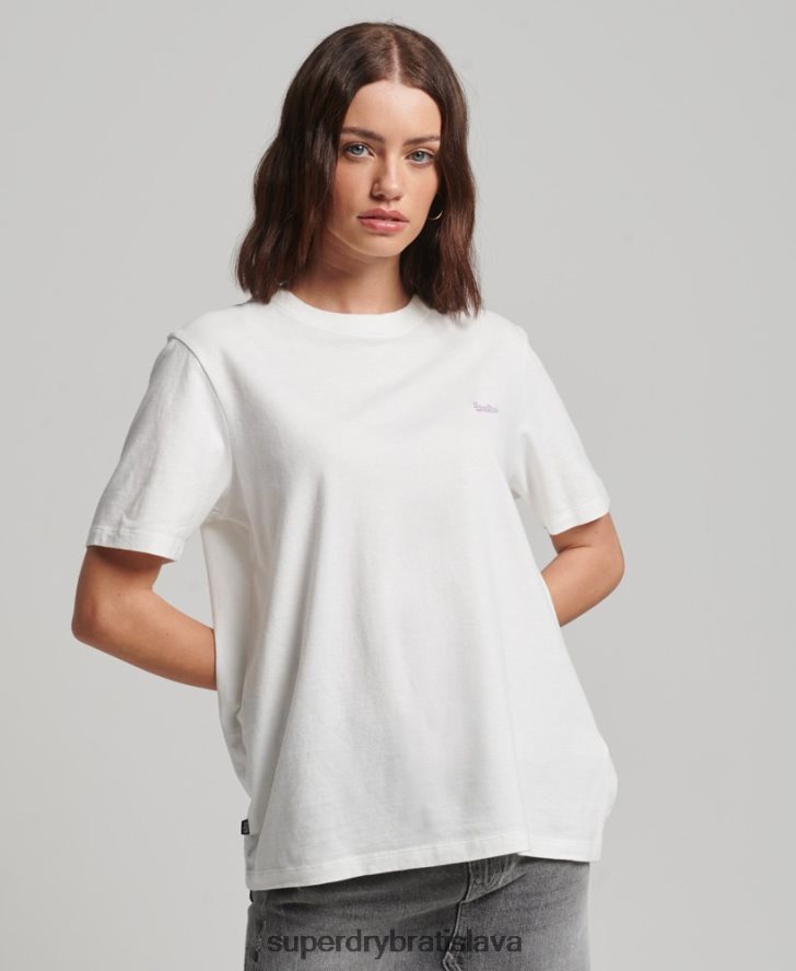 Superdry ženy vyšívané vintage tričko s logom 6B4ZTR2130 oblečenie biely