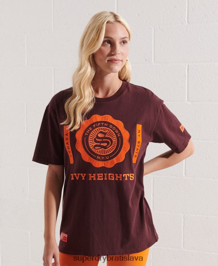 Superdry ženy vysokoškolské grafické tričko 6B4ZTR2741 oblečenie červená