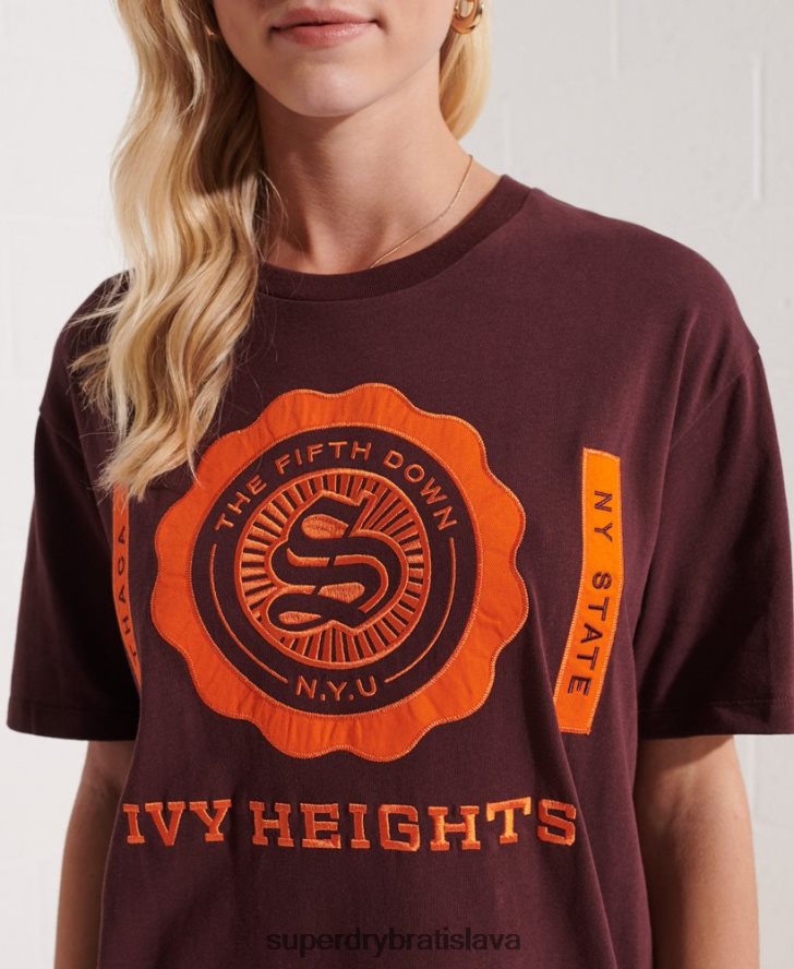 Superdry ženy vysokoškolské grafické tričko 6B4ZTR2741 oblečenie červená