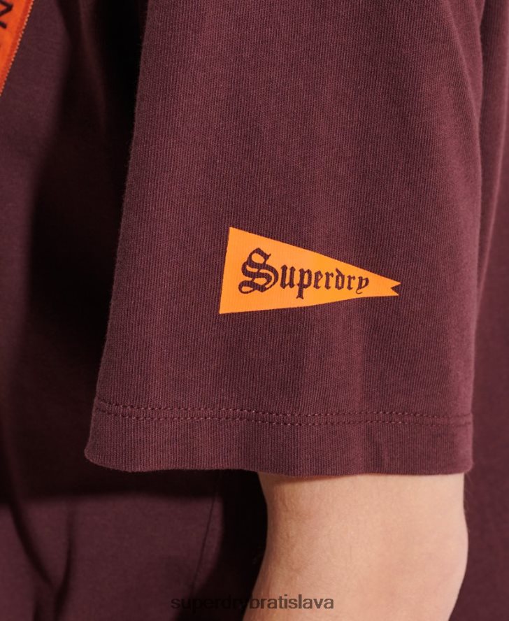 Superdry ženy vysokoškolské grafické tričko 6B4ZTR2741 oblečenie červená