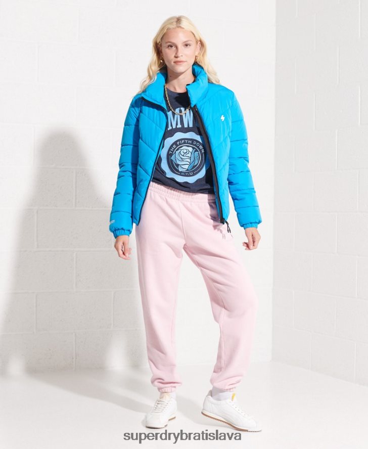 Superdry ženy vysokoškolské grafické tričko 6B4ZTR2744 oblečenie námorníctvo