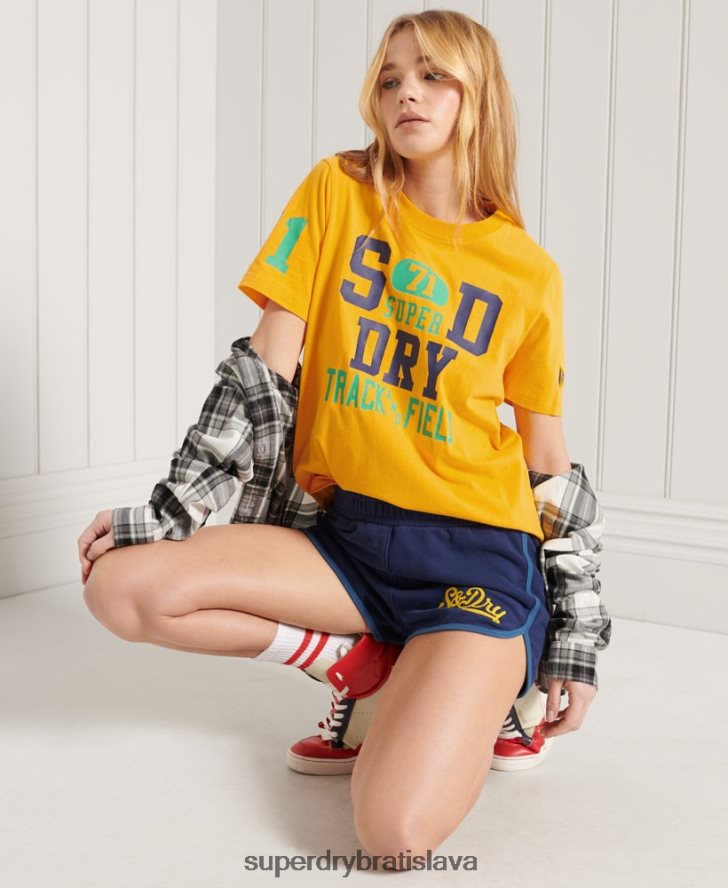 Superdry ženy vysokoškolské tričko atletickej únie 6B4ZTR2795 oblečenie zlato