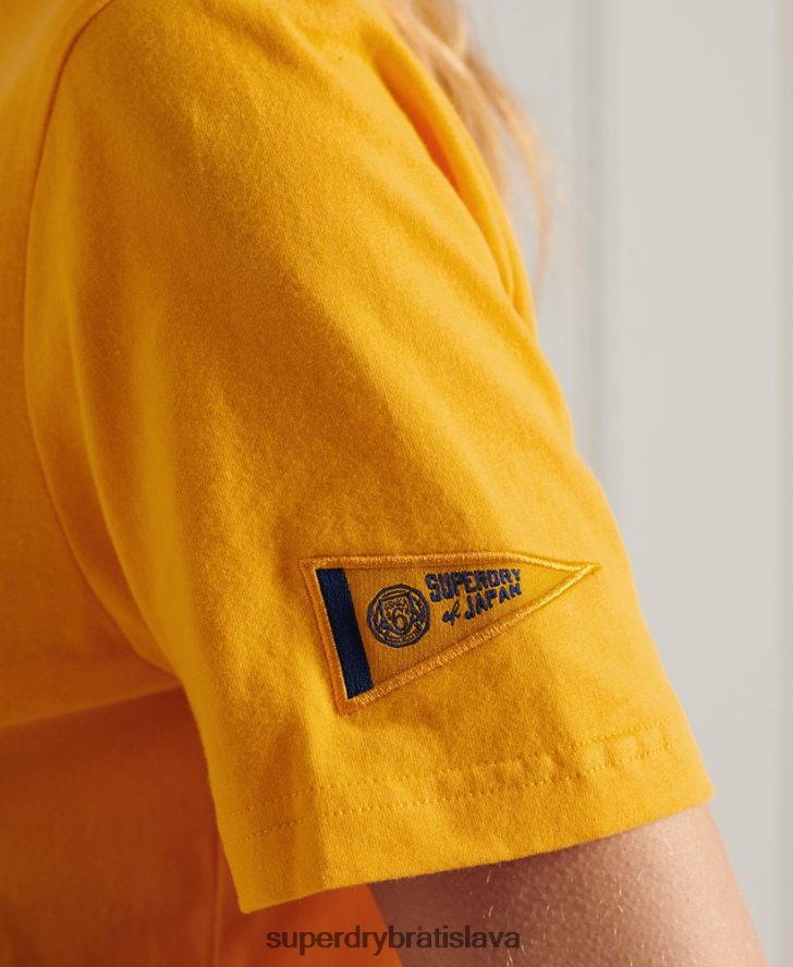 Superdry ženy vysokoškolské tričko atletickej únie 6B4ZTR2795 oblečenie zlato