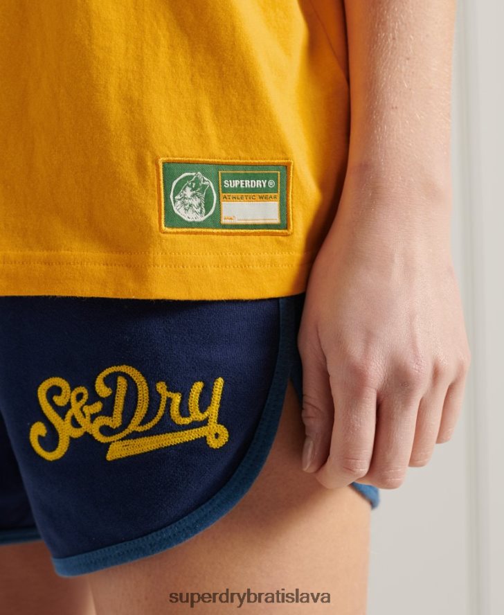 Superdry ženy vysokoškolské tričko atletickej únie 6B4ZTR2795 oblečenie zlato