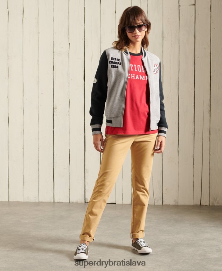 Superdry ženy vysokoškolské tričko brečtanovej ligy 6B4ZTR2850 oblečenie červená