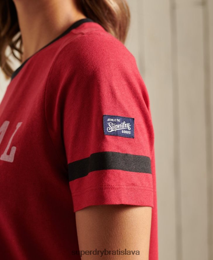 Superdry ženy vysokoškolské tričko brečtanovej ligy 6B4ZTR2850 oblečenie červená