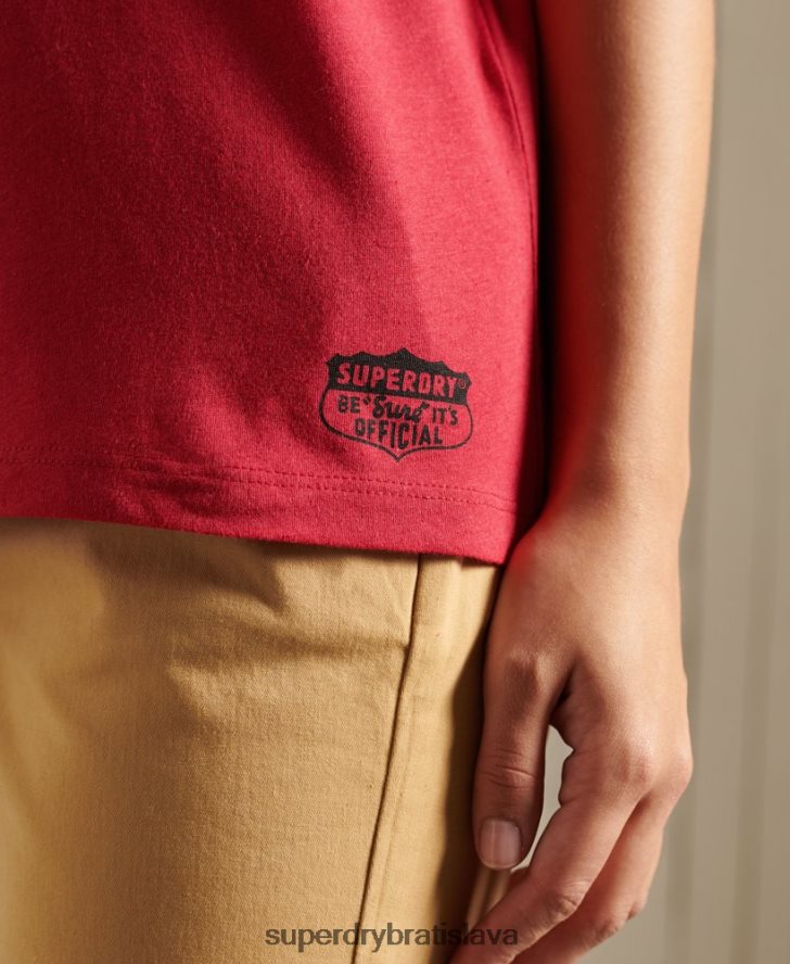 Superdry ženy vysokoškolské tričko brečtanovej ligy 6B4ZTR2850 oblečenie červená