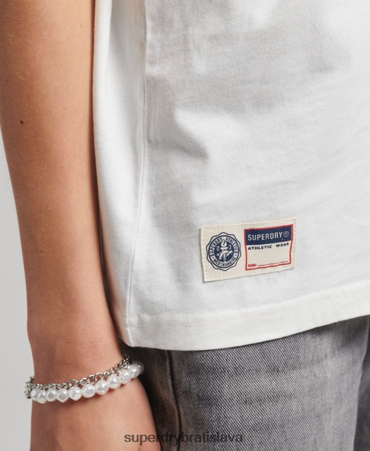 Superdry ženy vysokoškolské tričko v štýle skriptov 6B4ZTR2777 oblečenie biely