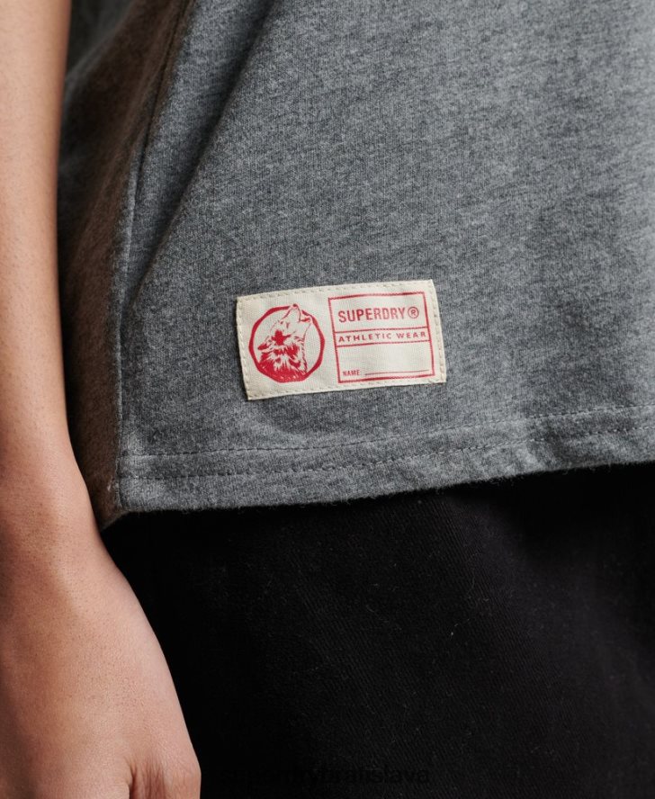 Superdry ženy vysokoškolské tričko v štýle vintage skriptu 6B4ZTR6258 oblečenie sivá