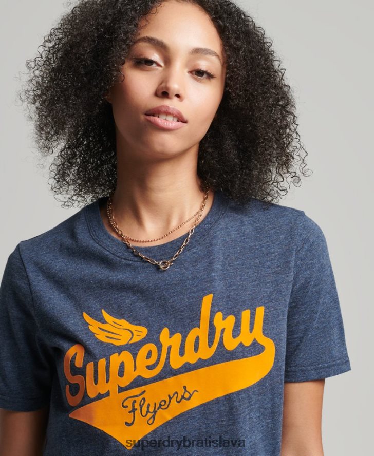 Superdry ženy vysokoškolské tričko v štýle vintage skriptu 6B4ZTR6283 oblečenie námorníctvo