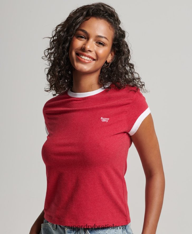 Superdry ženy vyzváňacie tričko 6B4ZTR2674 oblečenie červená