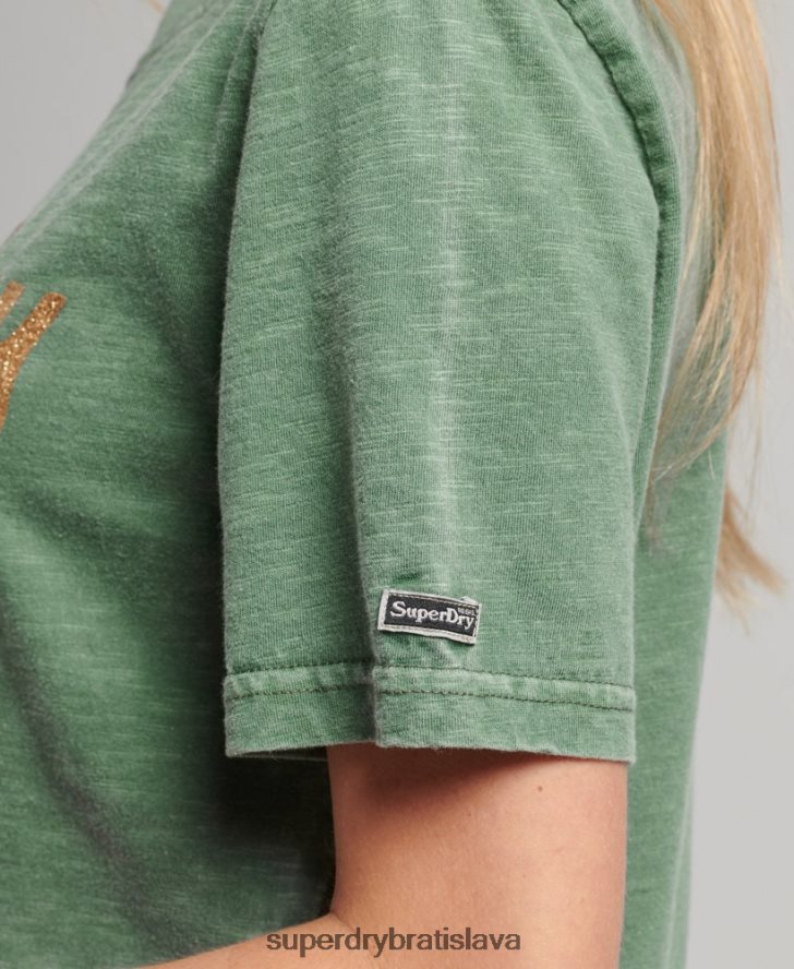 Superdry ženy zdobené tričko s grafickým logom 6B4ZTR6233 oblečenie zelená