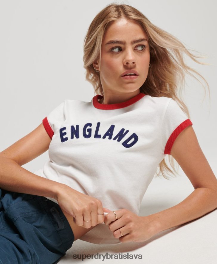Superdry x Ringspun ženy Anglické futbalové tričko s čiapkou 6B4ZTR2751 oblečenie biely