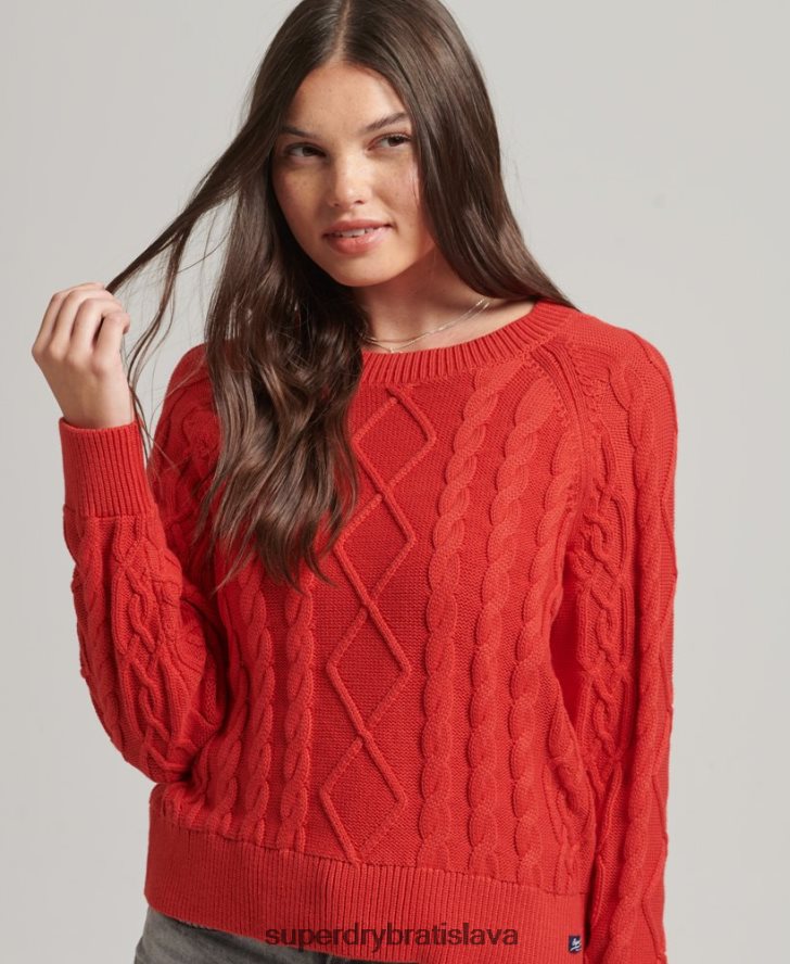 Superdry ženy Bavlnený lankový mostík 6B4ZTR4038 oblečenie červená