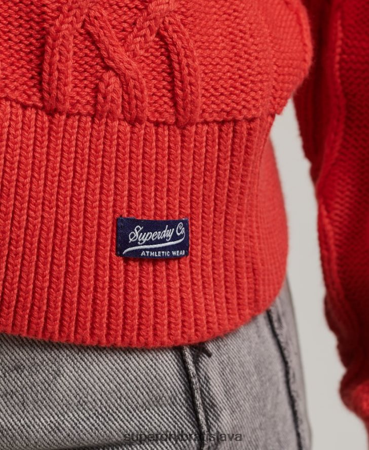 Superdry ženy Bavlnený lankový mostík 6B4ZTR4038 oblečenie červená