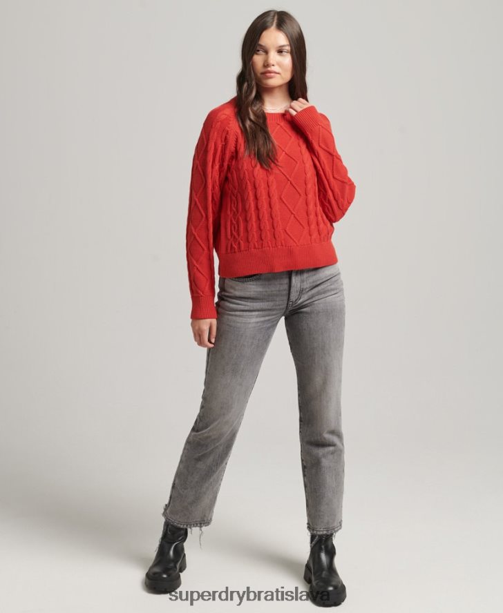 Superdry ženy Bavlnený lankový mostík 6B4ZTR4038 oblečenie červená