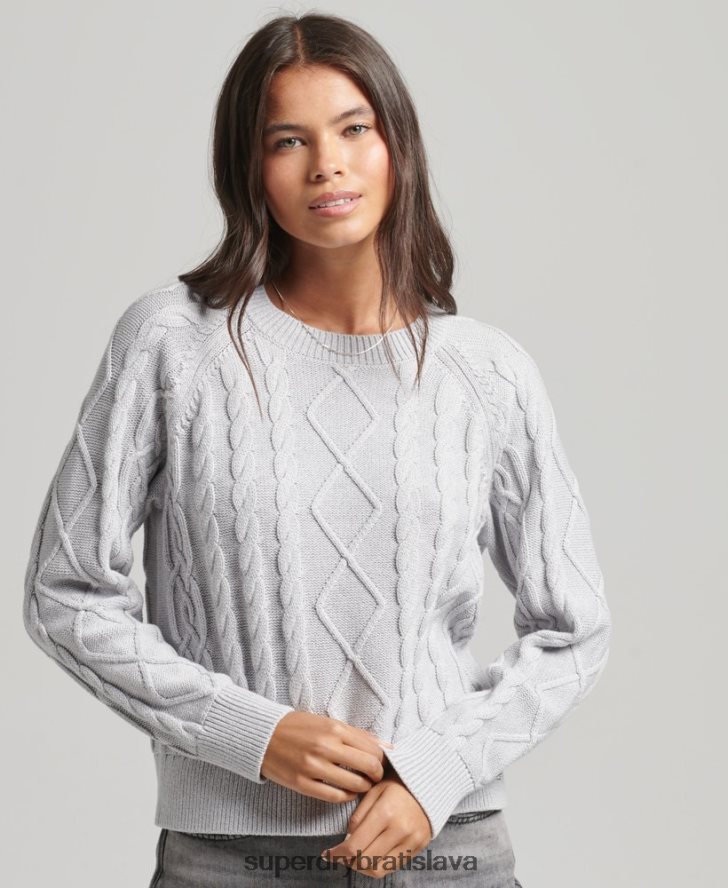 Superdry ženy Bavlnený lankový mostík 6B4ZTR4040 oblečenie svetlo šedá