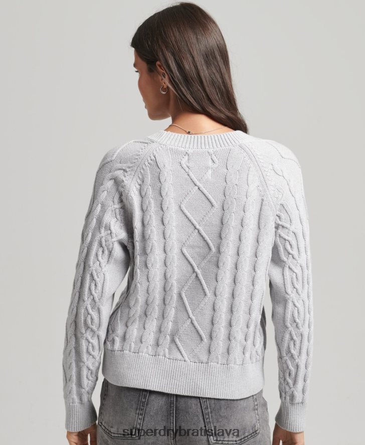 Superdry ženy Bavlnený lankový mostík 6B4ZTR4040 oblečenie svetlo šedá