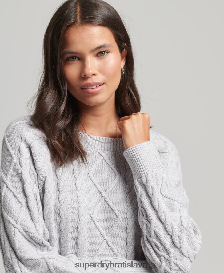 Superdry ženy Bavlnený lankový mostík 6B4ZTR4040 oblečenie svetlo šedá