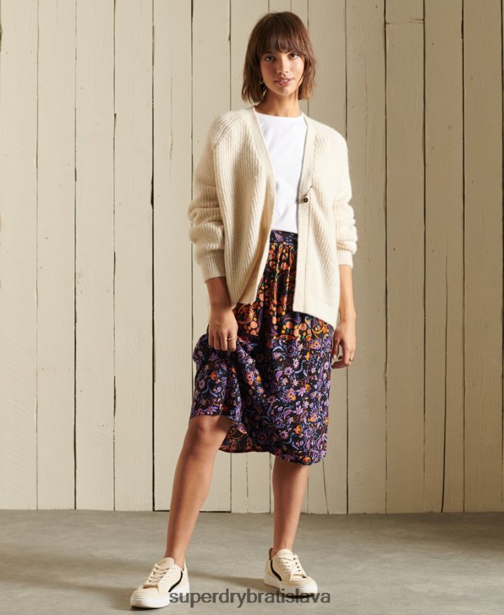 Superdry ženy Cardigan zo zmesi alpaky 6B4ZTR6589 oblečenie krém