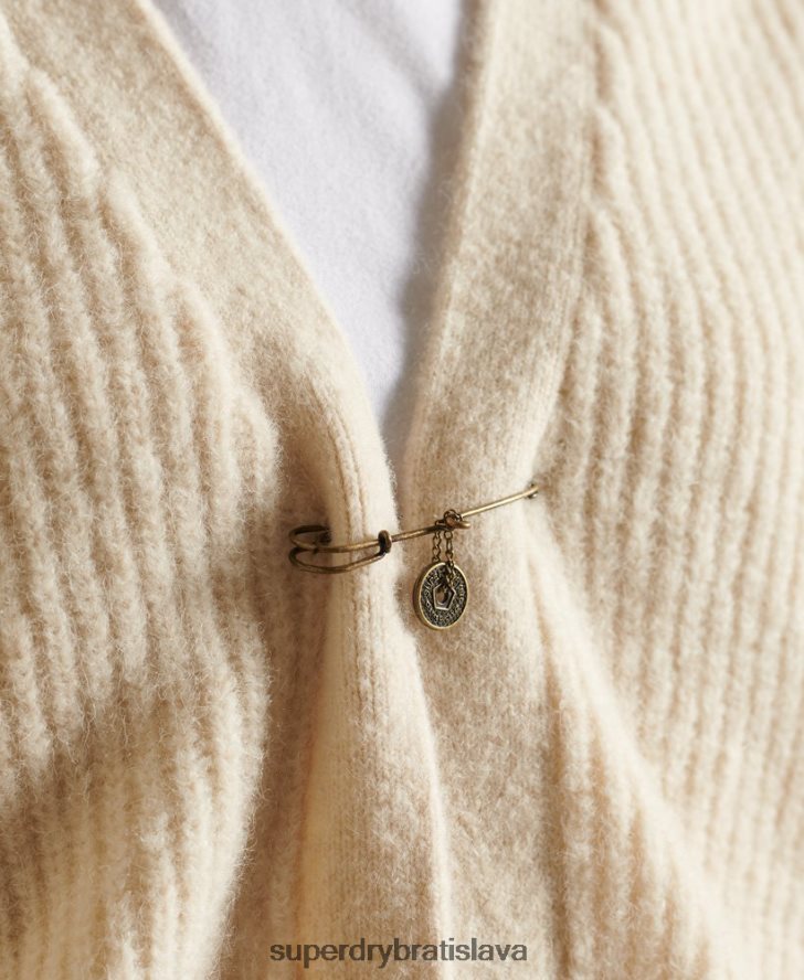 Superdry ženy Cardigan zo zmesi alpaky 6B4ZTR6589 oblečenie krém