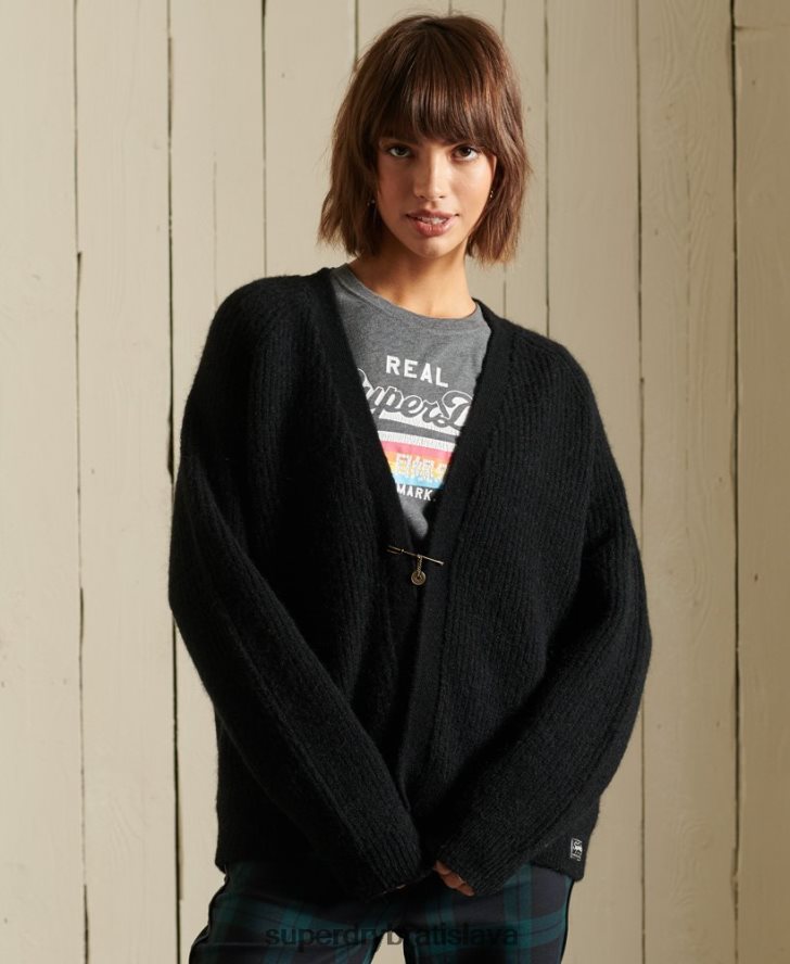 Superdry ženy Cardigan zo zmesi alpaky 6B4ZTR6600 oblečenie čierna