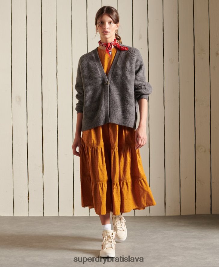 Superdry ženy Cardigan zo zmesi alpaky 6B4ZTR6601 oblečenie svetlo šedá