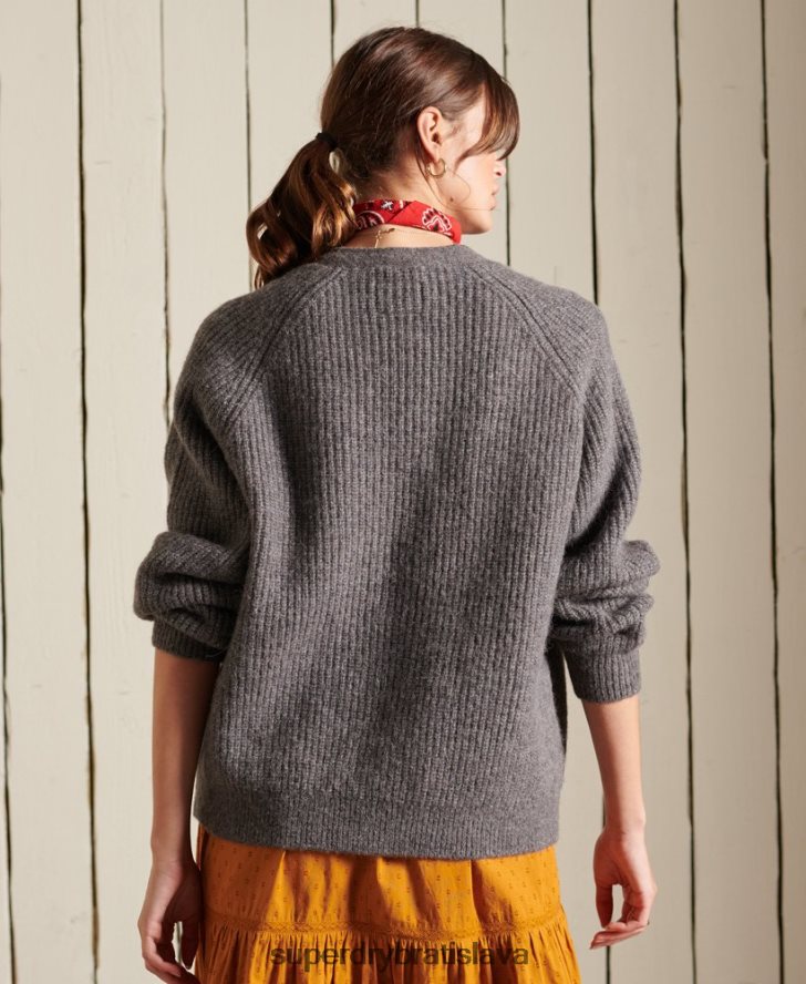 Superdry ženy Cardigan zo zmesi alpaky 6B4ZTR6601 oblečenie svetlo šedá