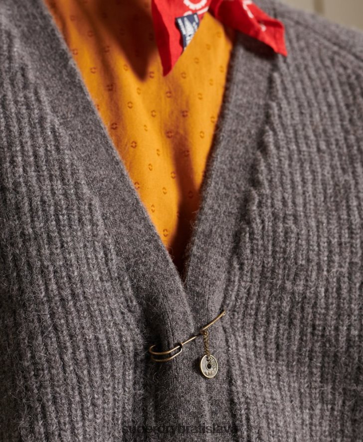 Superdry ženy Cardigan zo zmesi alpaky 6B4ZTR6601 oblečenie svetlo šedá