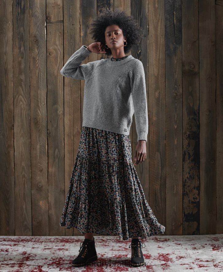 Superdry ženy Freya tweed crew jumper 6B4ZTR6766 oblečenie svetlo šedá