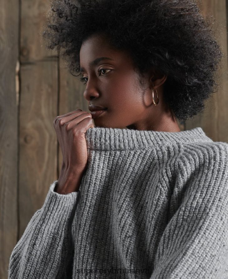 Superdry ženy Freya tweed crew jumper 6B4ZTR6766 oblečenie svetlo šedá