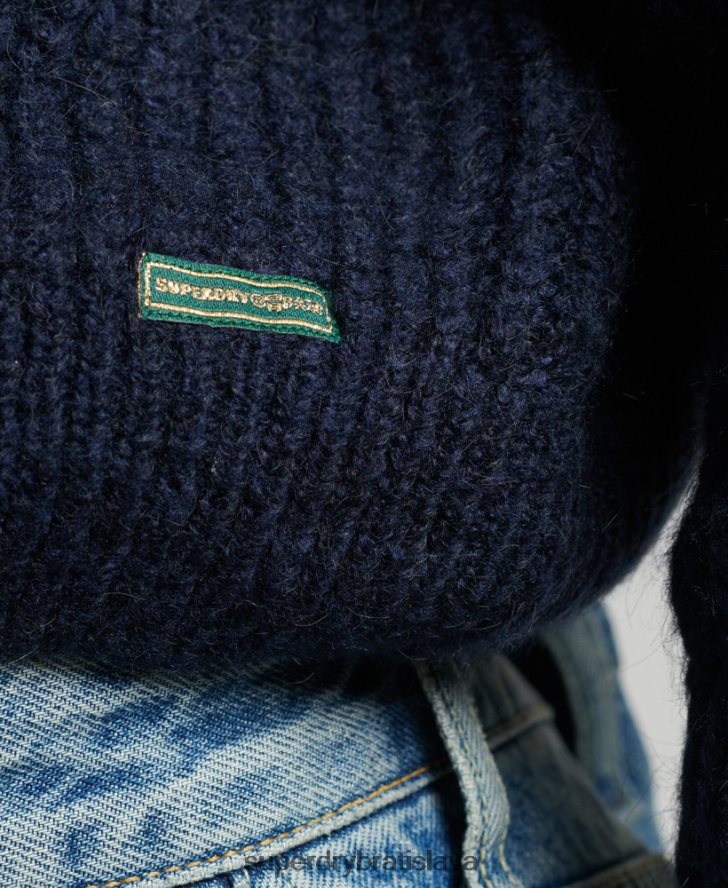 Superdry ženy Pointelle kábel pletený sveter 6B4ZTR3955 oblečenie námorníctvo
