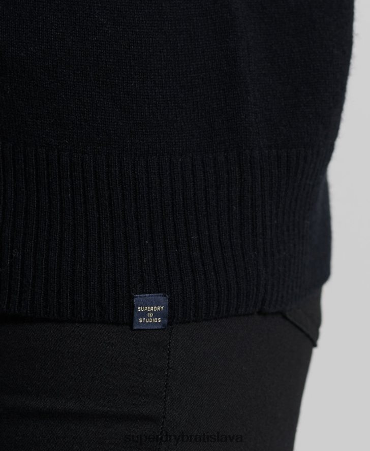 Superdry ženy Pulóver z jahňacej vlny 6B4ZTR4029 oblečenie čierna
