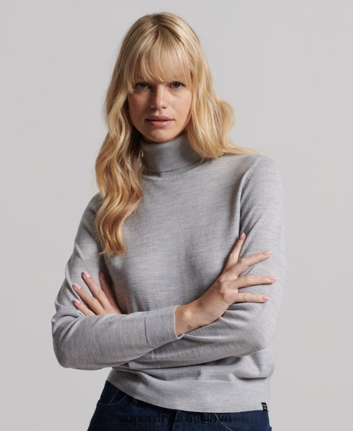Superdry ženy Studios merino sveter s rolákom 6B4ZTR4020 oblečenie svetlo šedá
