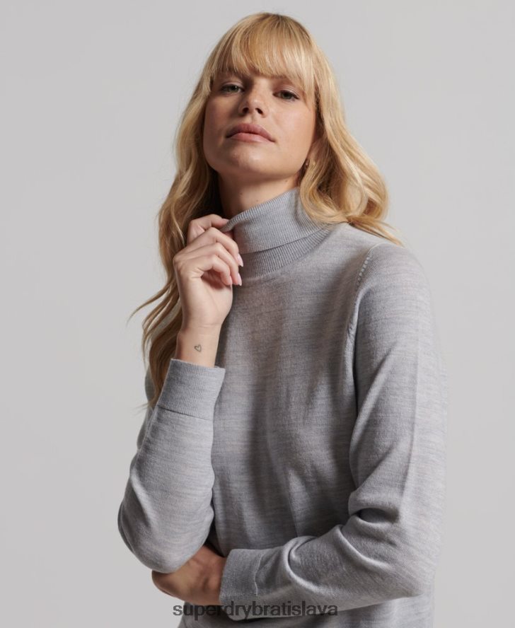 Superdry ženy Studios merino sveter s rolákom 6B4ZTR4020 oblečenie svetlo šedá