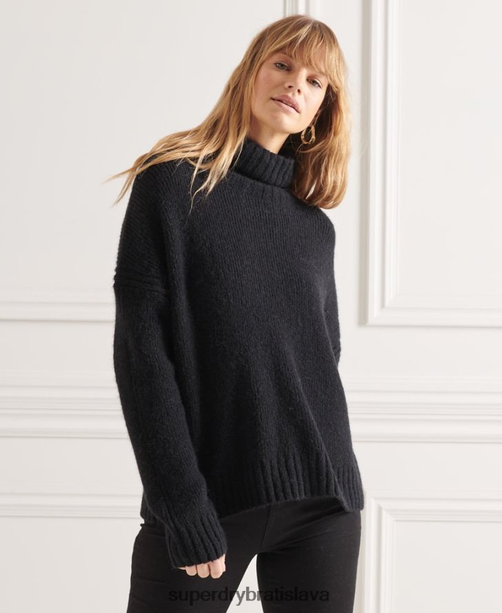 Superdry ženy Studios robustný sveter s rolovacím krkom 6B4ZTR4003 oblečenie čierna