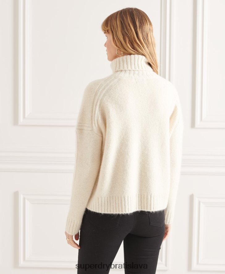 Superdry ženy Studios robustný sveter s rolovacím krkom 6B4ZTR4007 oblečenie biely