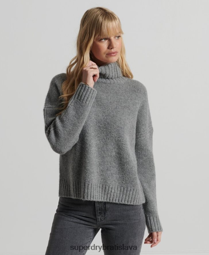 Superdry ženy Studios robustný sveter s rolovacím krkom 6B4ZTR4014 oblečenie svetlo šedá