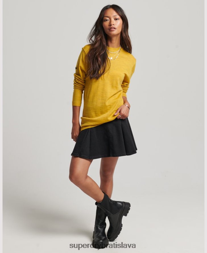 Superdry ženy Studios voľný strih merino crew sveter 6B4ZTR3998 oblečenie žltá