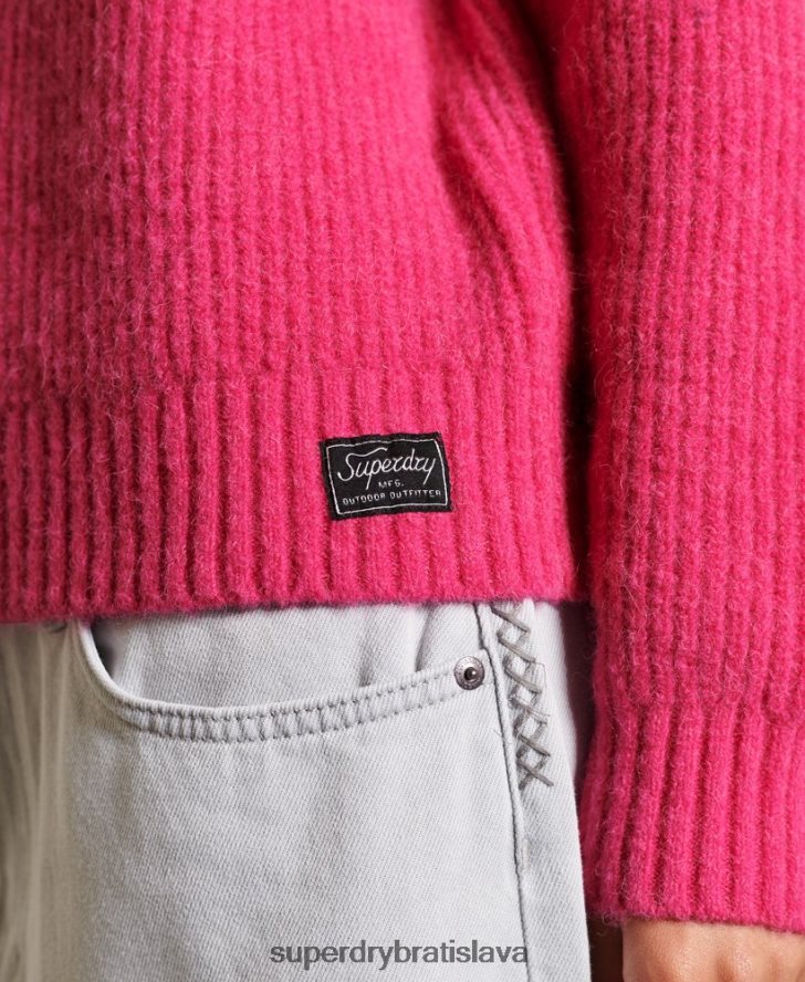 Superdry ženy alpaka zmesový sveter 6B4ZTR6670 oblečenie Ružová