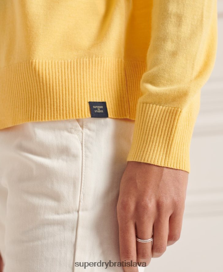 Superdry ženy falošný merino sveter na krk 6B4ZTR6650 oblečenie žltá