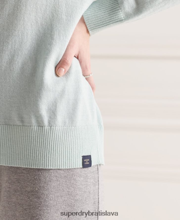 Superdry ženy falošný merino sveter na krk 6B4ZTR6653 oblečenie zelená