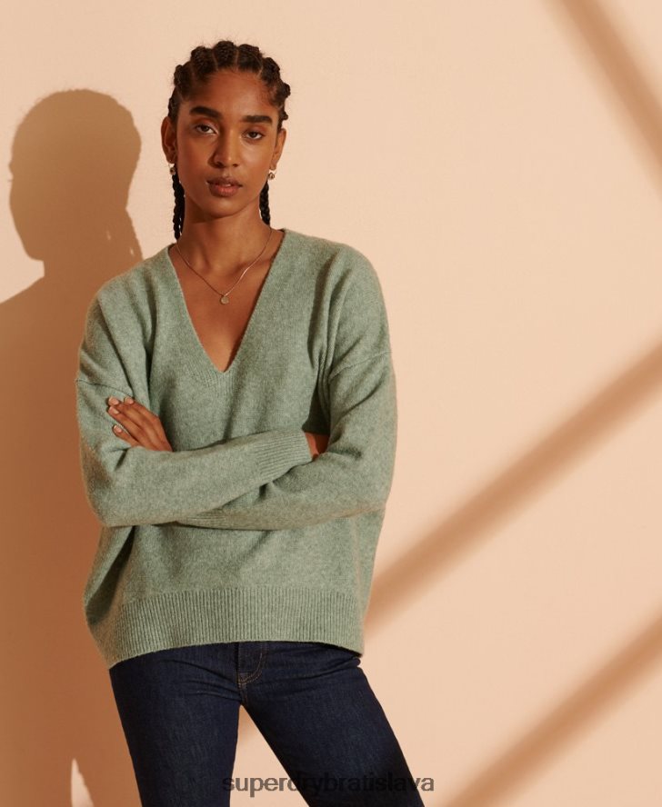 Superdry ženy isabella štíhla mikina s výstrihom do V 6B4ZTR6772 oblečenie tyrkysová