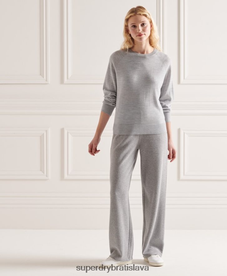 Superdry ženy merino crew jumper 6B4ZTR6657 oblečenie svetlo šedá