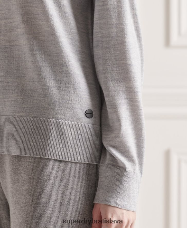 Superdry ženy merino crew jumper 6B4ZTR6657 oblečenie svetlo šedá