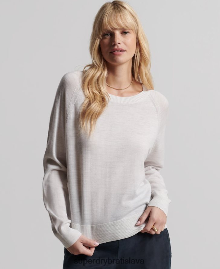 Superdry ženy merino crew jumper 6B4ZTR6712 oblečenie svetlo šedá