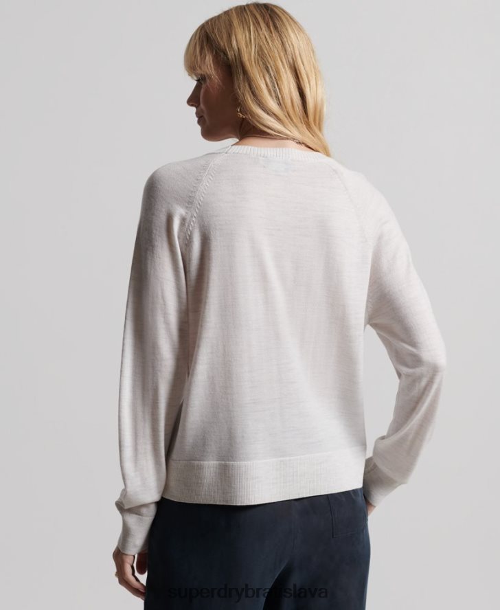 Superdry ženy merino crew jumper 6B4ZTR6712 oblečenie svetlo šedá